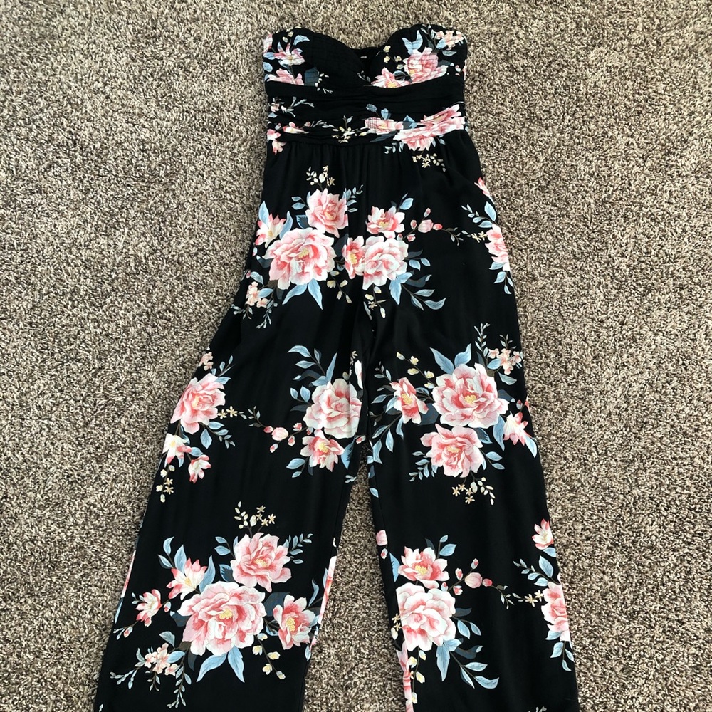 Black floral jumpsuit
